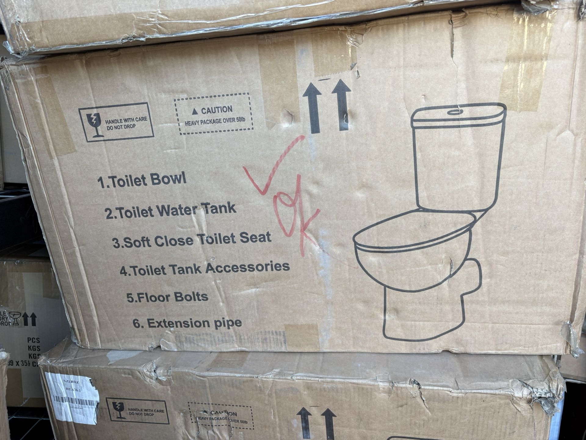 SUPERFLO Rear Outlet Toilet With 19 Inch Tall Toilet Bowl & Tank, High Toilets For Seniors With Rear Discharge-Includes Extension