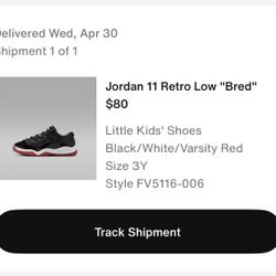 Jordan 11 Retro Low Bred Kids Size 3Y Nike