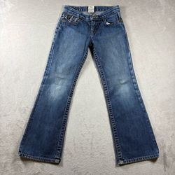 True Religion Billy Bootcut Jeans Boys Size 7 Big Stitch Wide Leg #2B