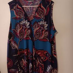 Dana Buchman Women's Plus 2X Sleeveless Blouse - Paisley Print