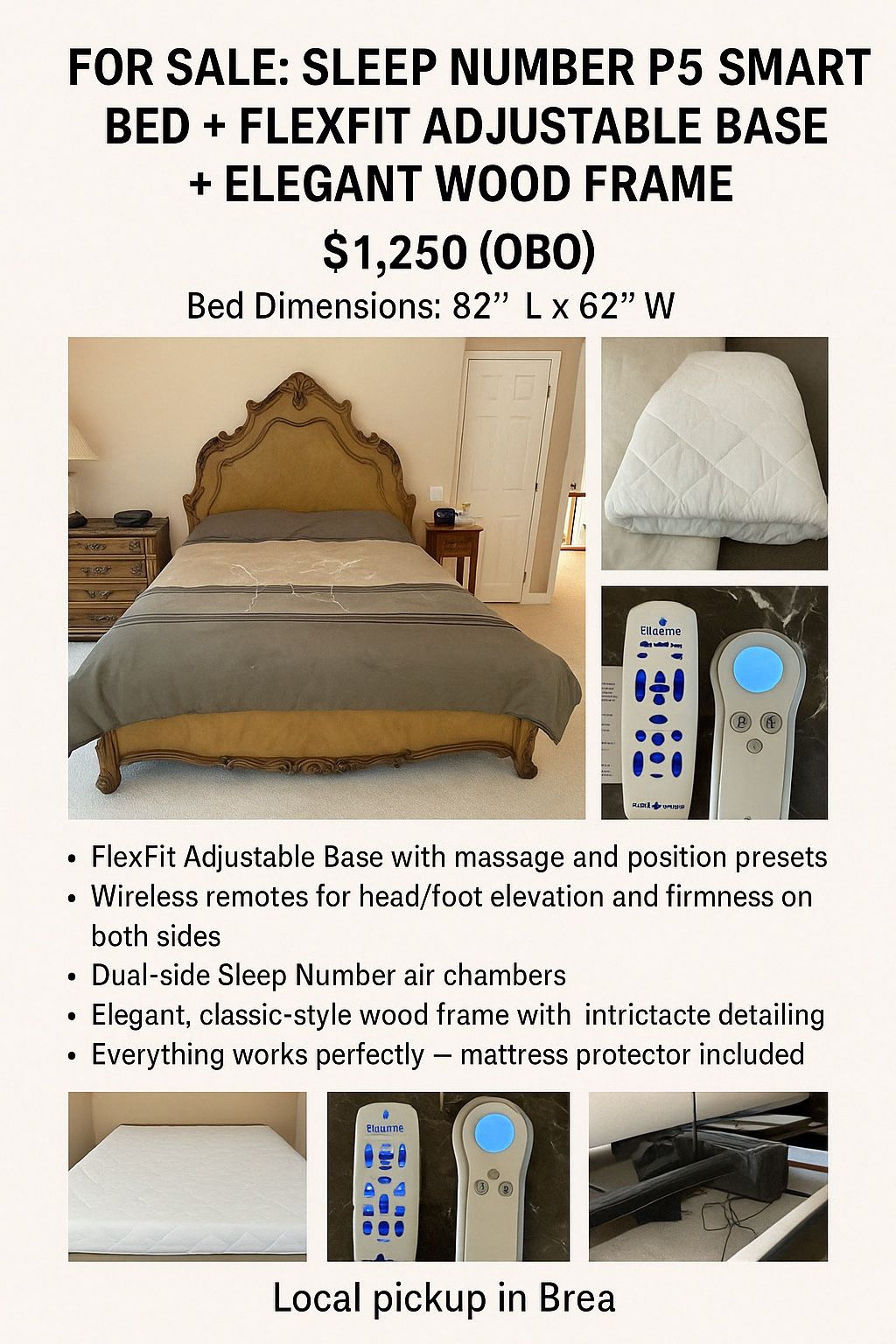 Sleep Number Queen Mattress AND Frame