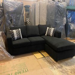 Black Mini Sectional With Ottoman 
