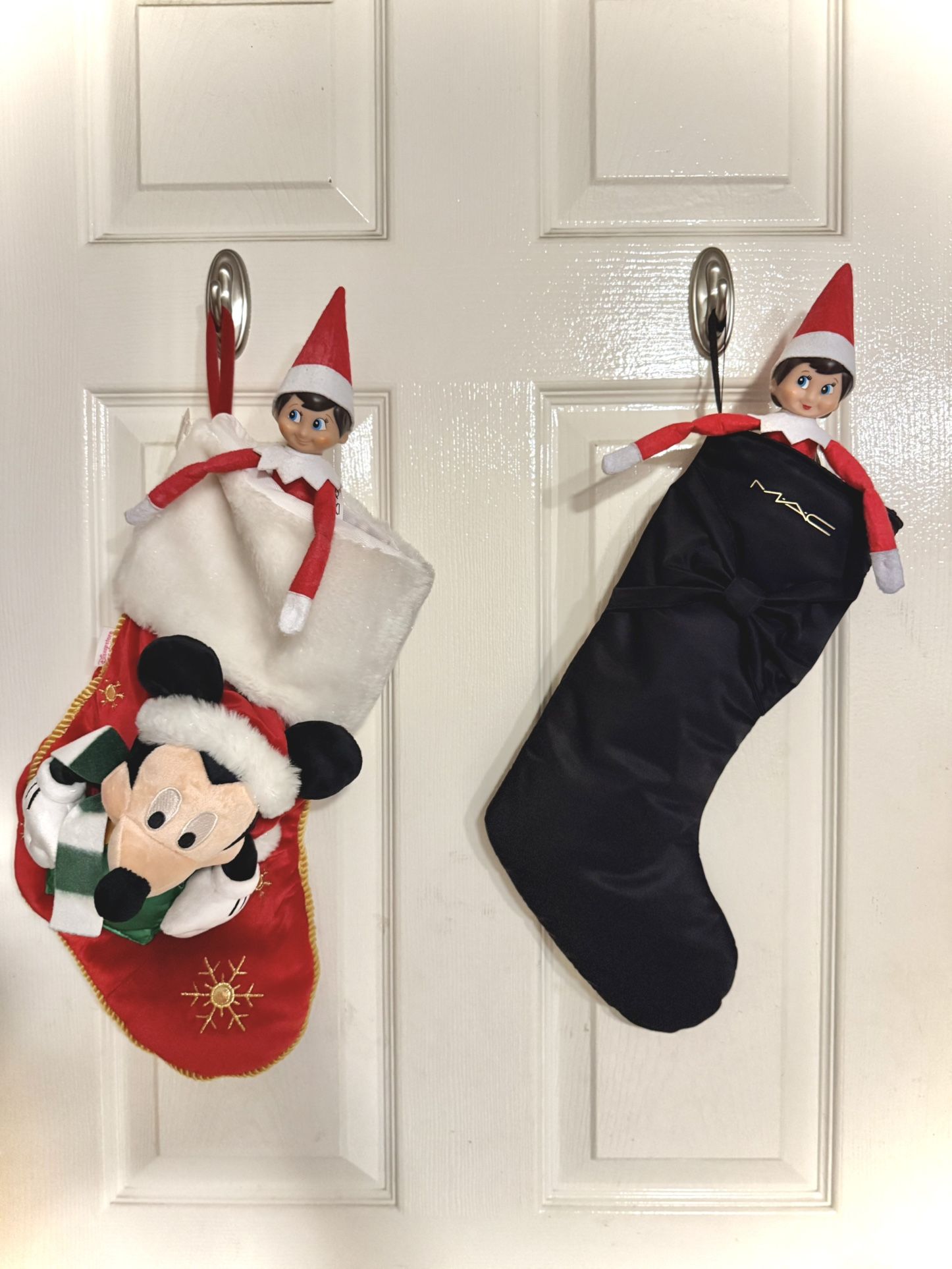 Disney Store Exclusive 3D Mickey Mouse Plush Christmas Stocking $16 Or MAC Cosmetics 2022 Black Satin Christmas Stocking $10 *elves not included