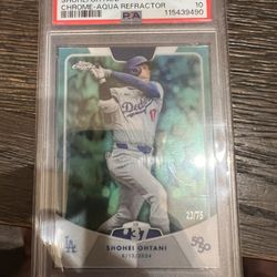 2024 Topps Chrome  SHOHEI OHTANI 50/50  Dodgers Baseball AQUA REFRACTOR /75 PSA 10