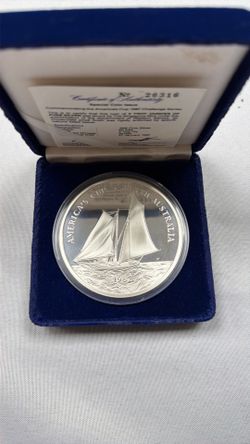 1987 Western Samoa $25 America's Cup 5 Troy Oz Pure Silver Proof Coin