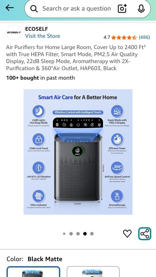 New Air Purifier for Large Room 2400 Ft HEPA
