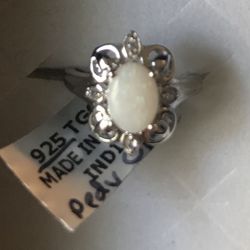 Coober Pedy Opal And Silver Ring Size 5 