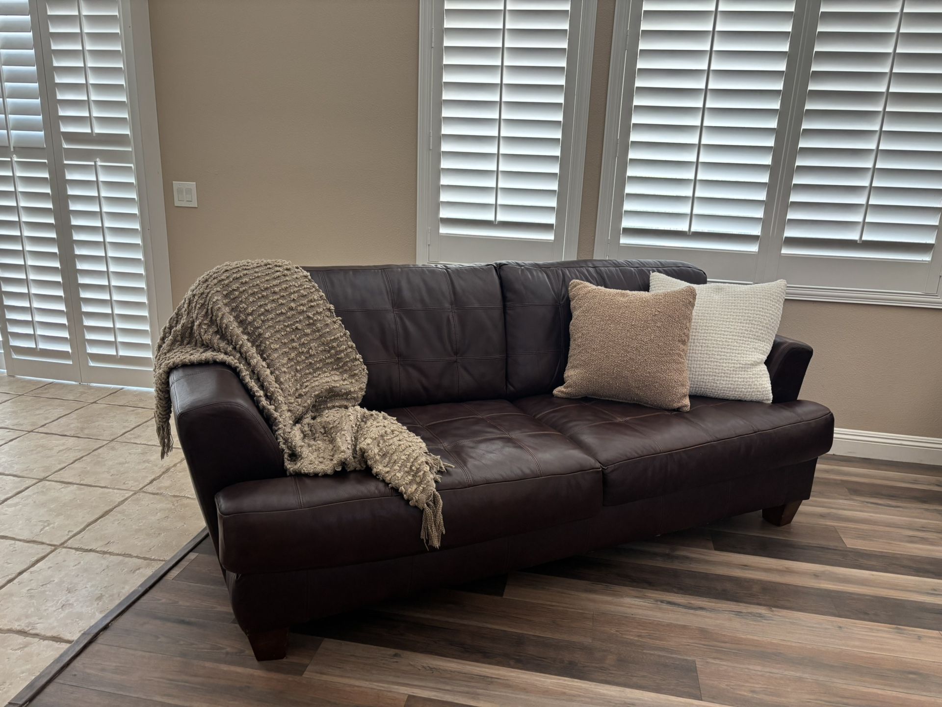 Brown Leather Couch And Love Seat