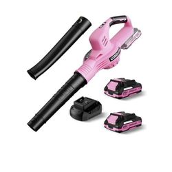 PINK Cordless Leaf Blower - Electric Leaf Blower Cordless with 2 Batteries and Charger -2 Speed Mode 
