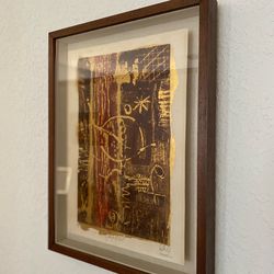 For sale framed artwork "Grafía Ritual" by the Venezuelan plastic artist Luís Alberto Hernández.