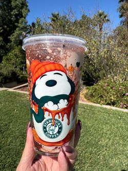Snoopy Fall snow globe Lava tumbler 16oz