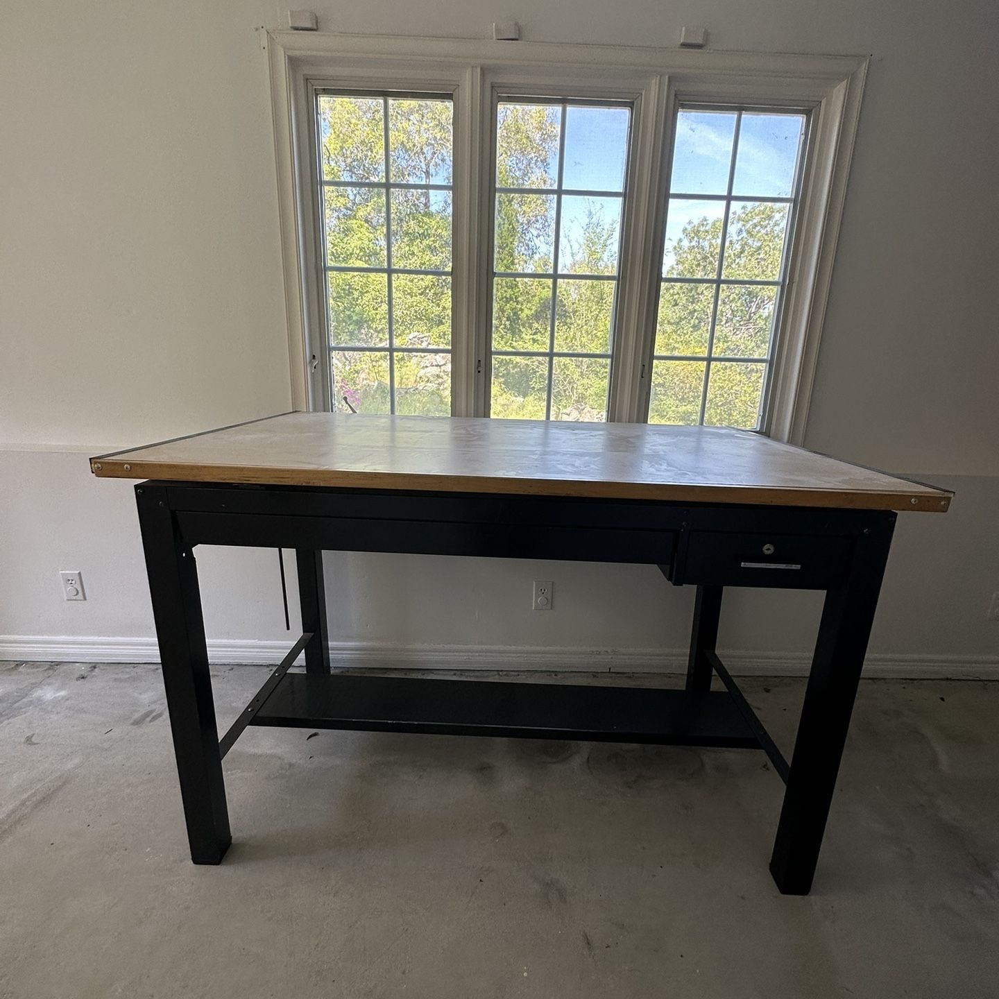 Mayline Ranger Steel Four-Post Drafting Table with Tool & Plan Drawers