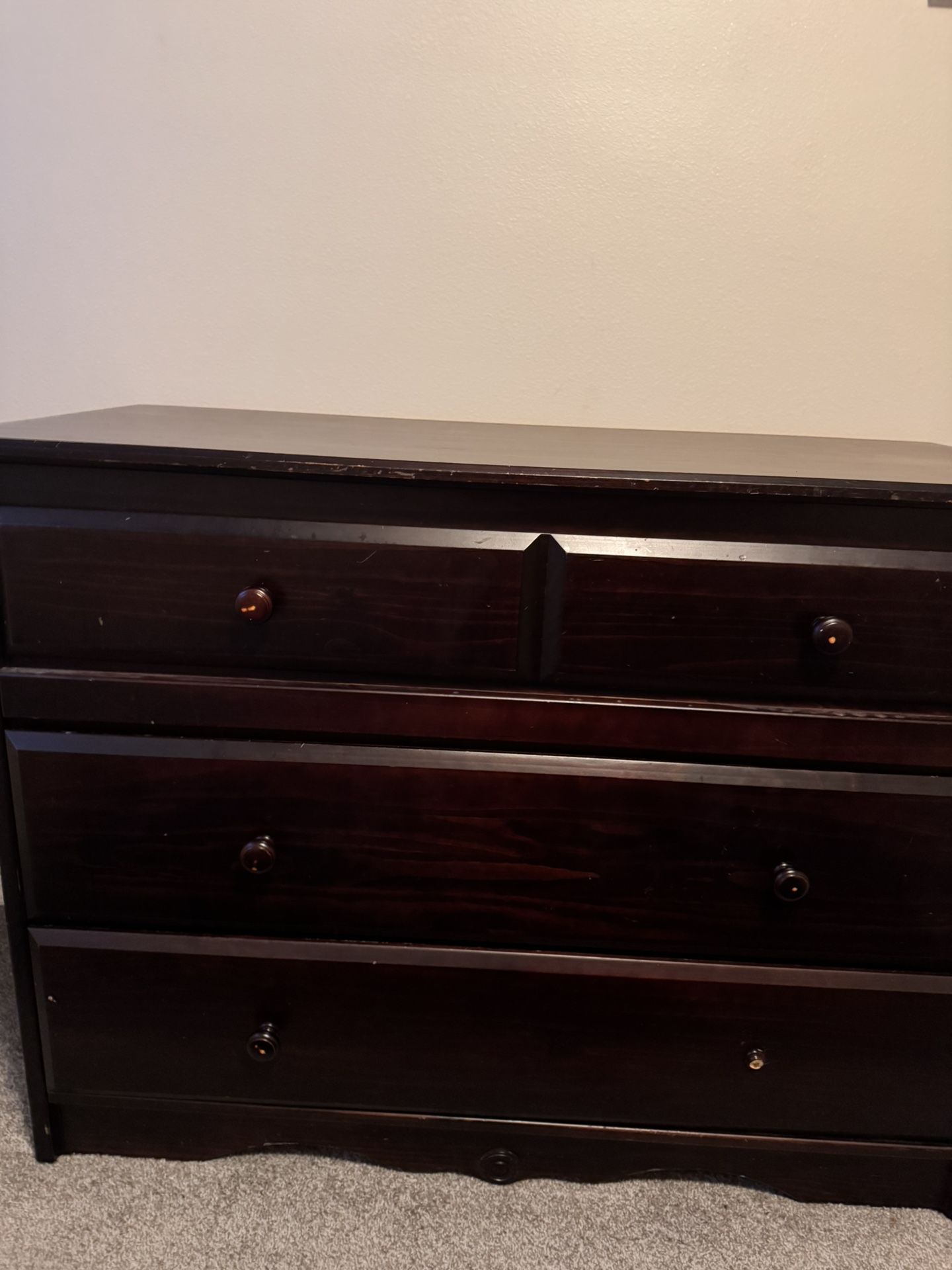 Dark Wood Dresser – Sturdy & Spacious