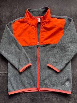 Kids Gray and Orange Fleece Zip-Up Jacket size 3T