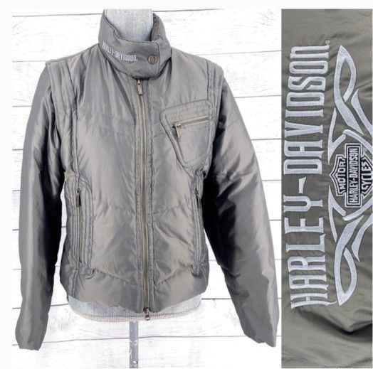 Harley-Davidson Puffer Gray Jacket Size Medium