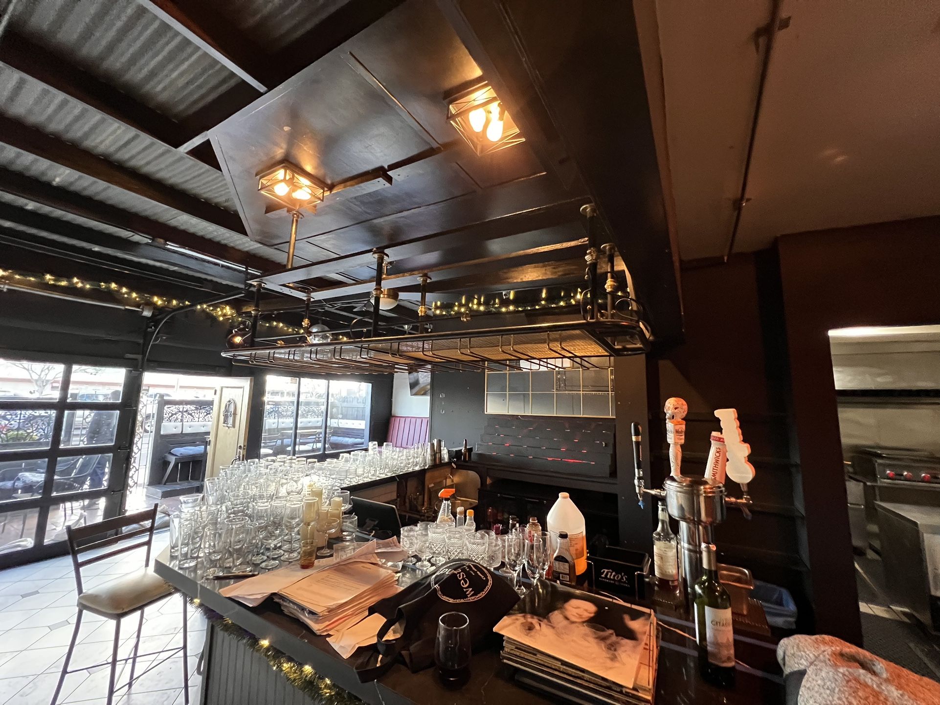 Overhead Glass Rack with Liquor Holder on Top