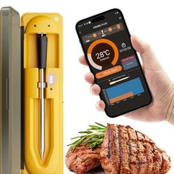Wireless Meat Thermometer with 493FT Long Wireless Range, Instant Read Digital Food Thermometer, Smart APP Control, Charging Dock, Kitchen Thermometer