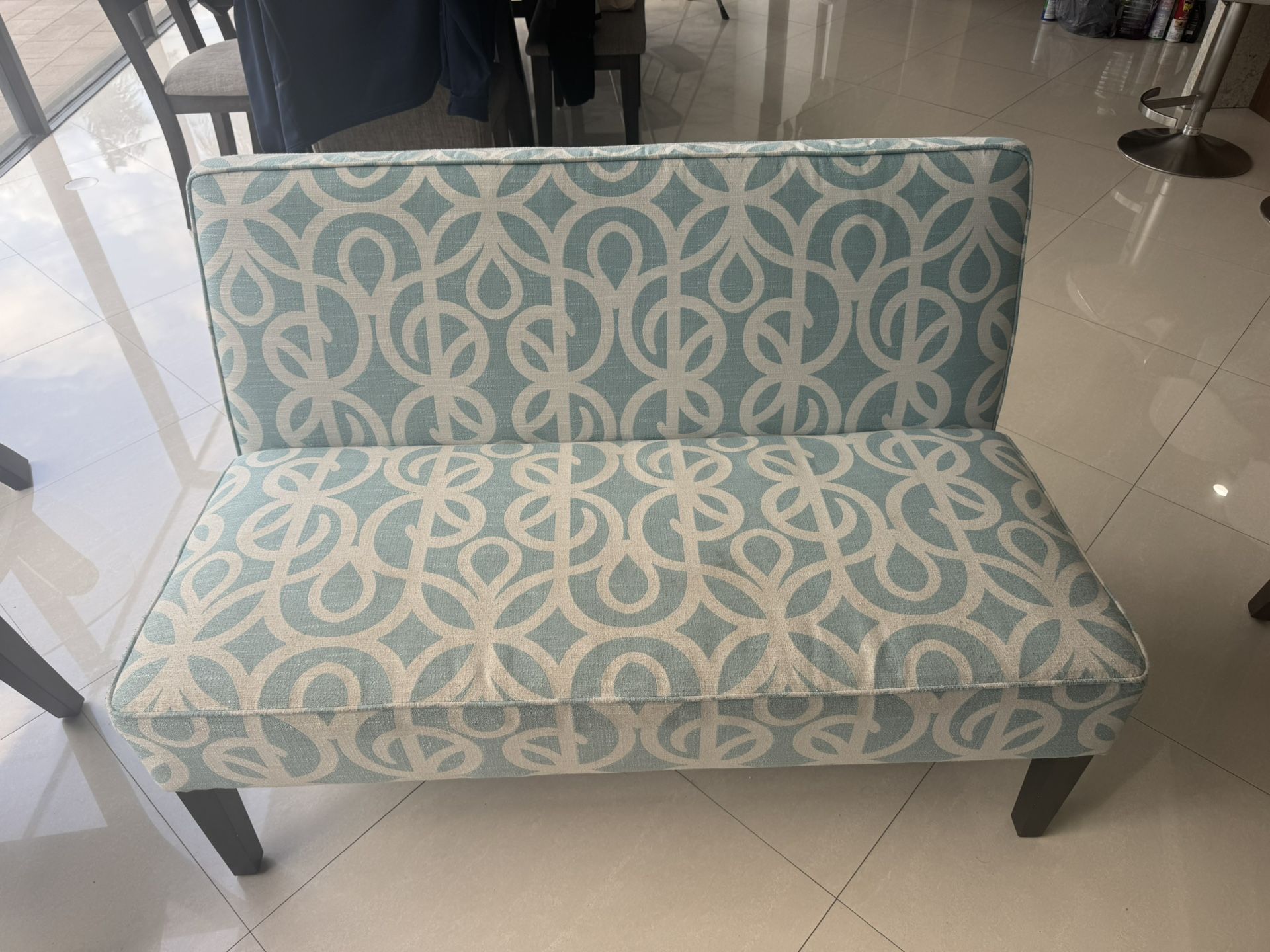 Small Teal and White Loveseat