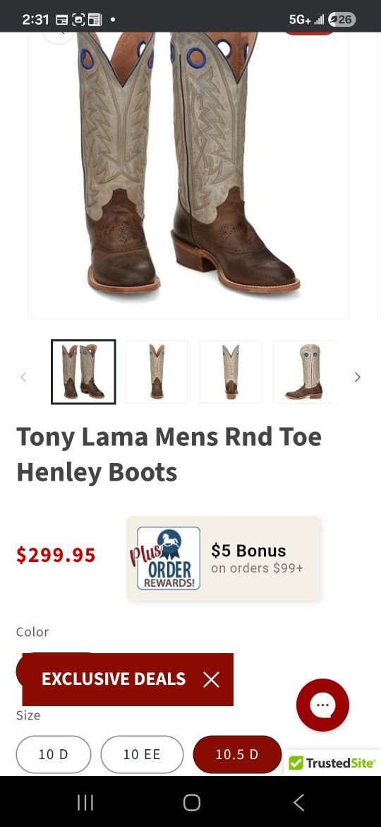 Tony Llama Western Boots Size 8ee
