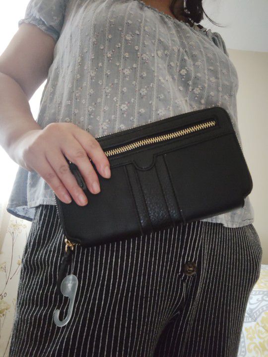 Women Long Wallet Hand Bag Black 