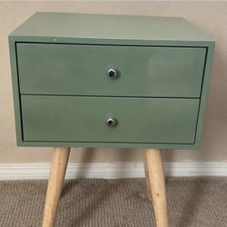 Green Nightstand Wooden Legs