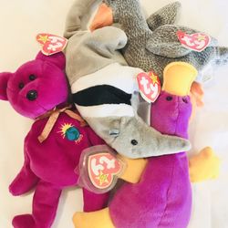 Lot of Four Collectible Beanie Babies Tag Errors 1990’s
