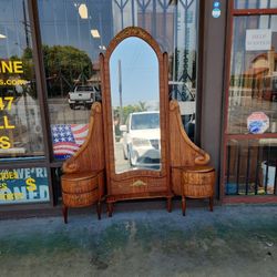 Amazing 19th Century Wall Mirror Dresser With Bronze 
