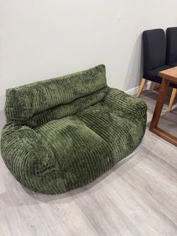 Green Corduroy Foam Lounge Chair