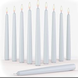 Set Of 10 Dinner Taper Candles 10 Inch Unscented Tall Dripless Candlesticks Bulk For Wedding Restaurant Home Decoration Spa Church Smokeless Vegan - W