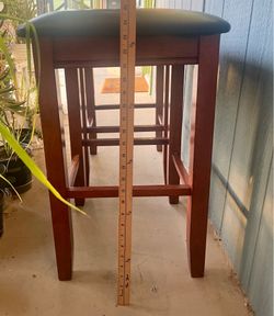 Set 2 Cushion  Seat 24.84" Counter Height Barstool Hardwood/Toasted Walnut: Faux Leather, Wood Legs