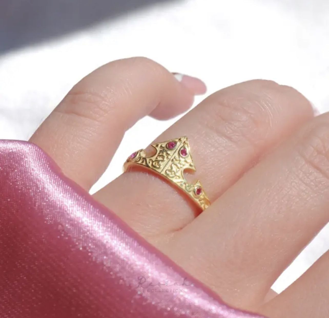 Aurora Crown Rings, Jewelry For Women, Fashion Wedding Accessories, Triangle,Gold Plated, Adjustable, Zircon Ring Gift For Her