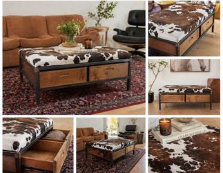 Custom Cowhide Coffee Table / Bench with Storage (2 Drawers)