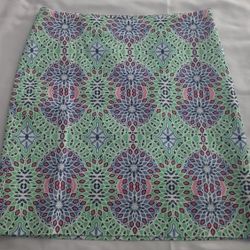 Talbots Green Geometrical Skirt Size 4