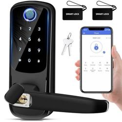 Smart door lock with handle