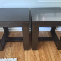 Pair of Dark Brown End Tables