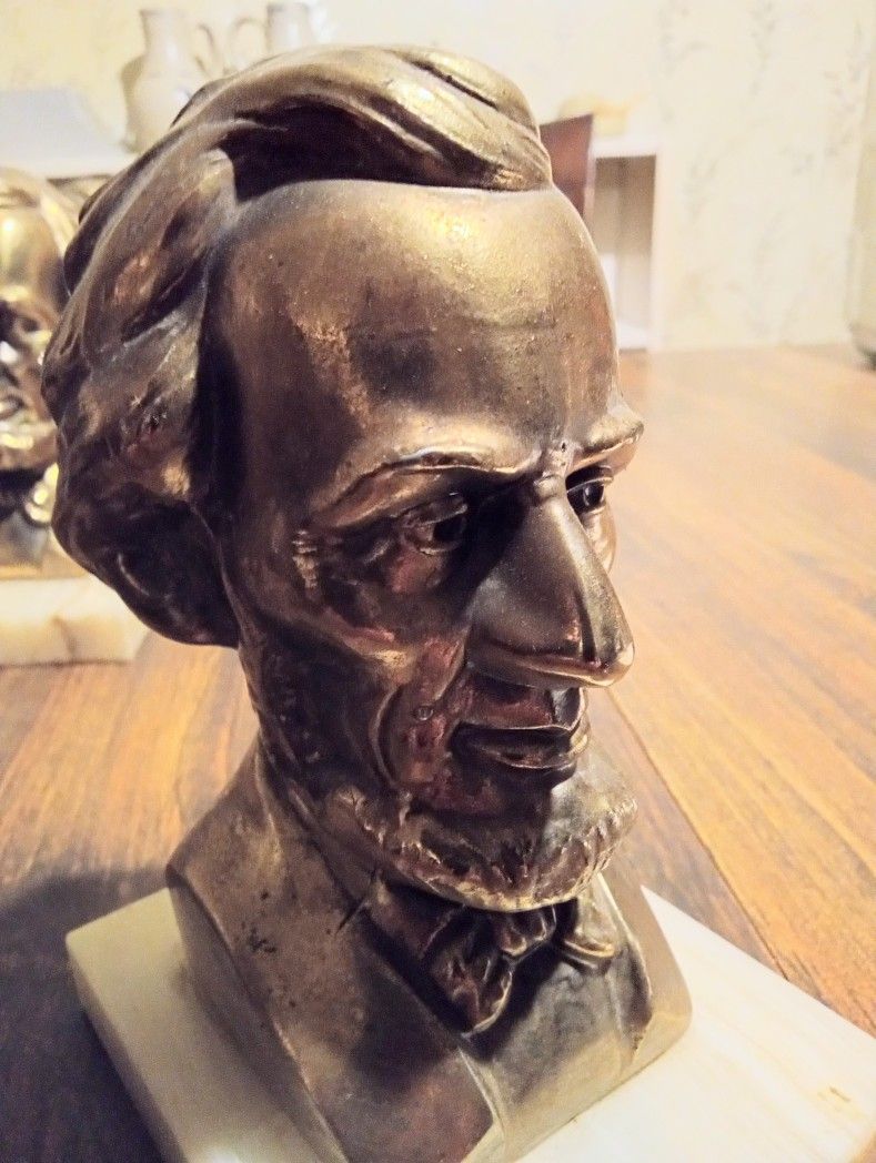 VTG 1950's #4 Brass or Brass Tone Abe Lincoln Bookends