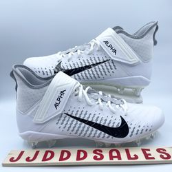 Nike Alpha Menace Pro 2 Mid Football Cleats White Black BV3951-100 Men’s Size 13 Wide 