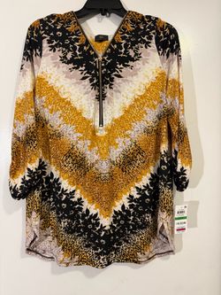 Printed Zipper Neck Tunic