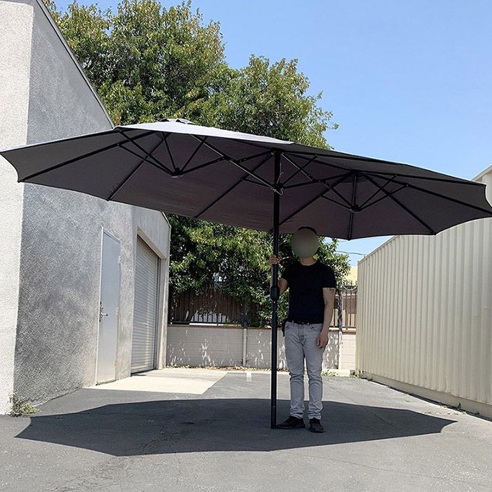 (Brand New) $85 Large 15 FT Double Sided Umbrella Outdoor Patio, Gray/Red color (Weight base not included)