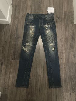 Balmain Biker Jeans – Blue Designer Denim – Men’s Size 33/34
