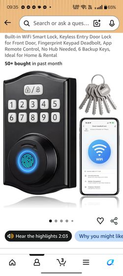 WiFi Smart Deadbolt Lock with Fingerprint Keypad