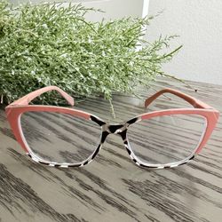 New! Trendy Nude & Animal Print Two Toned Blue Light Blocking Glasses