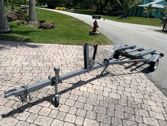 Galvanized Jet ski trailer or small boat up to 16’ boat . Registration. New winch, new carpet. Ready to load