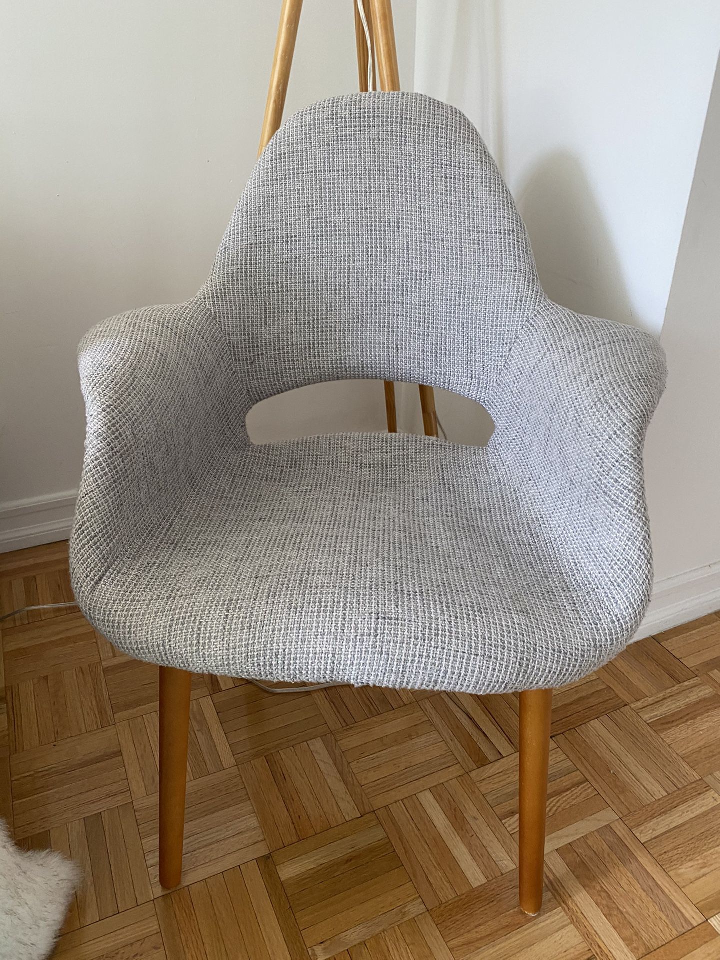 West elm chair (grey fabric + wood legs)