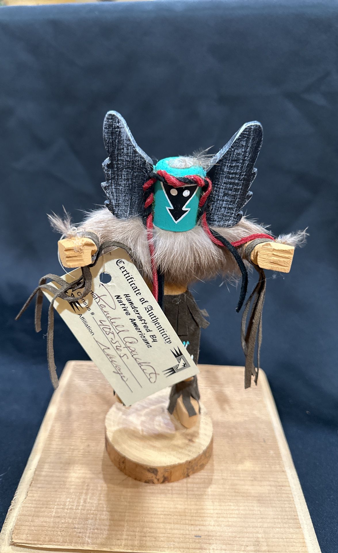 Navajo Kachina Doll With Glass Dome. Signed Authentic Navajo