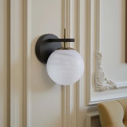 Lio 1 - Light Dimmable Iron ETL Bathroom Vanity Light with Round Shape Cloud Glass Shade