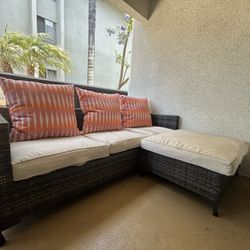 Outdoor Grey Wicker Sofa