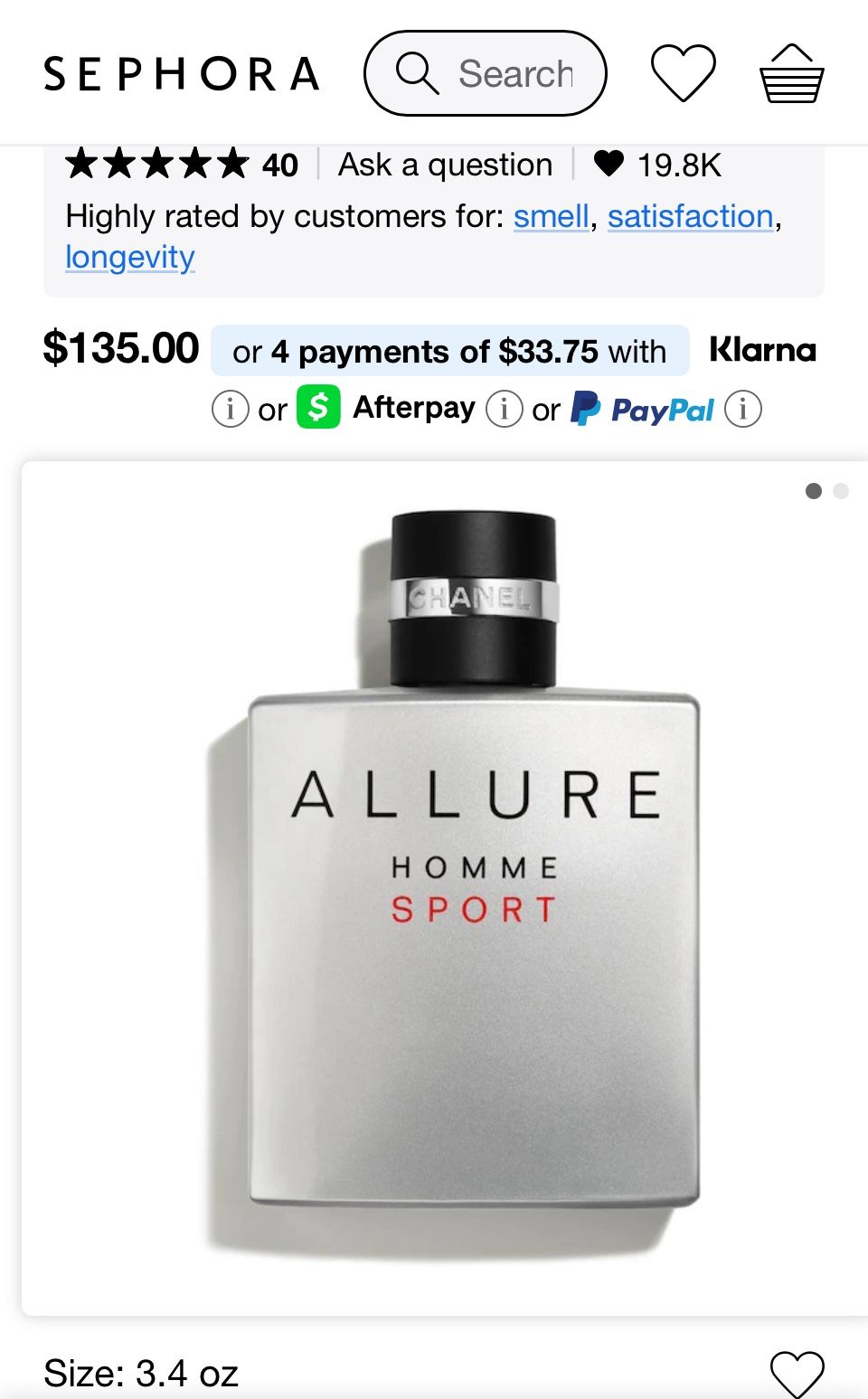 Sport Chanel Allure Cologne
