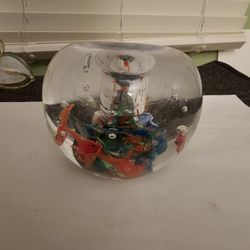 Murano Style ART Glass Fish Aquarium Candle Holder Fish Paperweight Ocean REEF