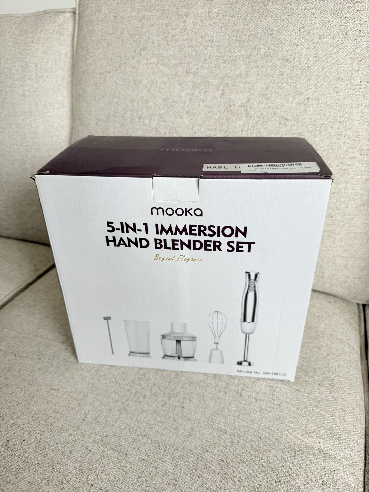 Great Mooka 5-in-1 Multi-Purpose Immersion Handheld Blender Set. 12-Speed Stick Blender, 600ml Beaker, 500ml Chopper, Egg Whisk, Milk Frother. Aesthet